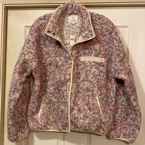 AERIE OFFLINE SHERPA JACKET CREAM MULTI COLORED SIZE L